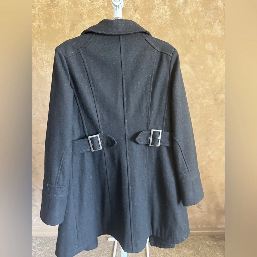 Y2K ESPRIT Wool Coat Black Peacoat for Women Vintage Black Jacket Sz L - Picture 11 of 11